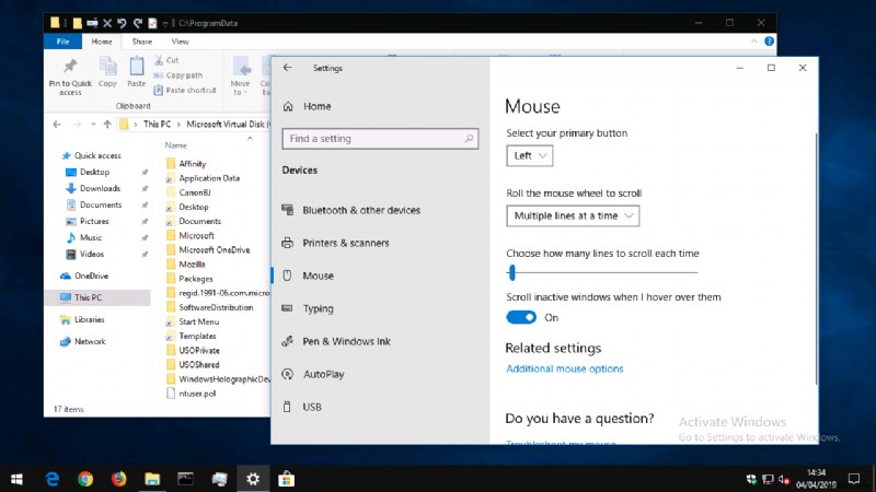 How to disable inactive window scrolling in Windows 10
