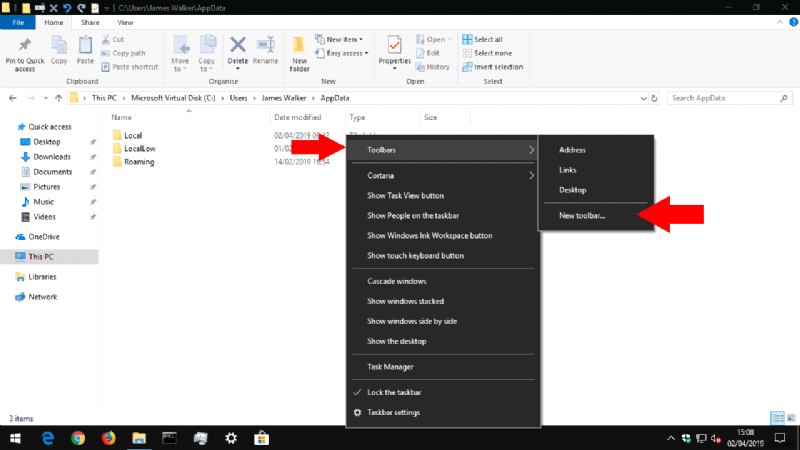 How to create a toolbar on your Windows 10 taskbar