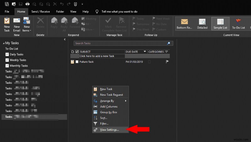 How to hide Outlook tasks with a future Start Date
