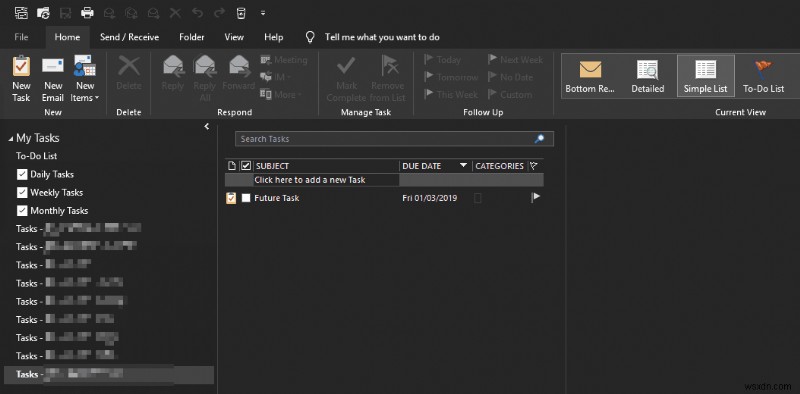 How to hide Outlook tasks with a future Start Date