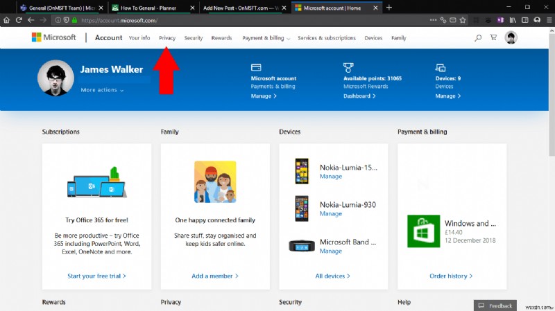 How to download an archive of your Microsoft account data