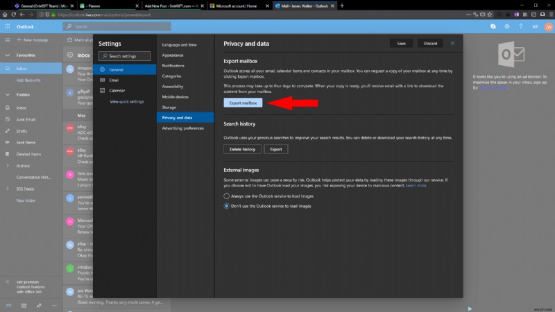 How to download an archive of your Microsoft account data
