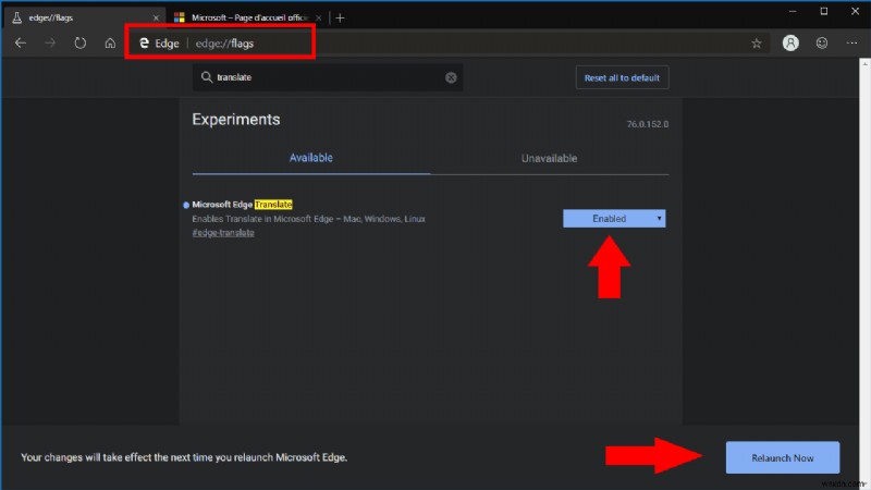 How to enable Microsoft Translate in the Edge Dev browser