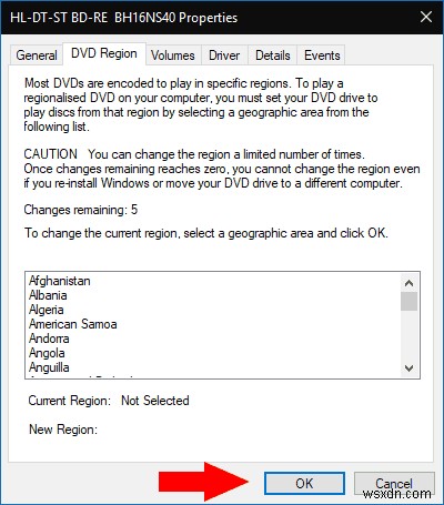 How to change DVD playback region in Windows 10