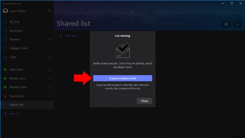 How to create and use shared lists in Microsoft To-Do