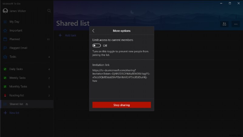 How to create and use shared lists in Microsoft To-Do