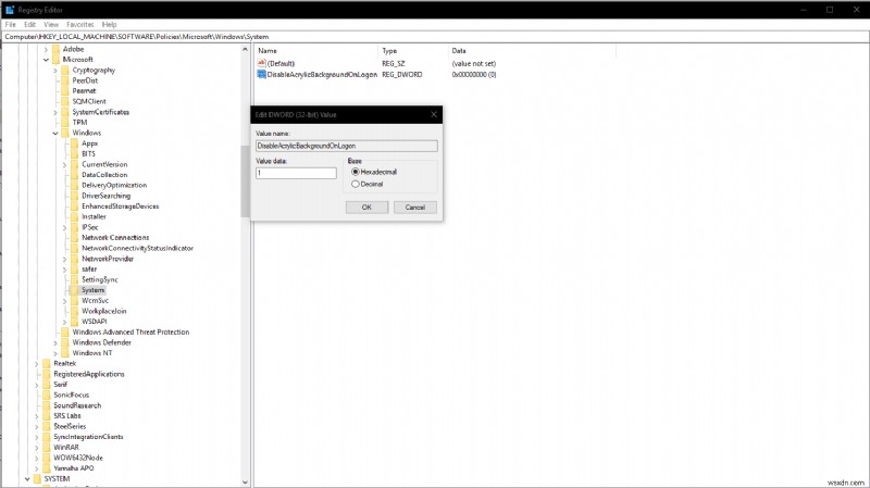 How to disable the login screens Fluent Design Acrylic blur in the Windows 10 May 2019 update