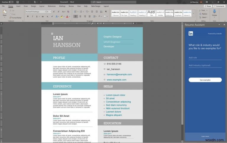 How to make a professional looking resume in Word in Office 365