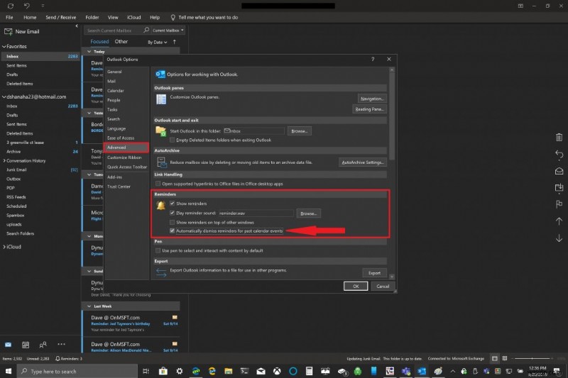 How to Dismiss Past Outlook Reminders in Office 365