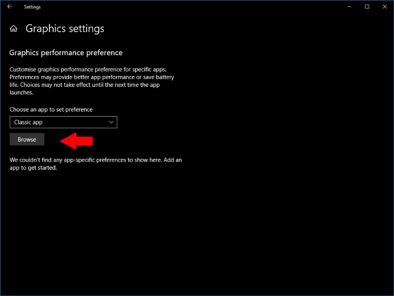 How to set per-app graphical performance settings in Windows 10