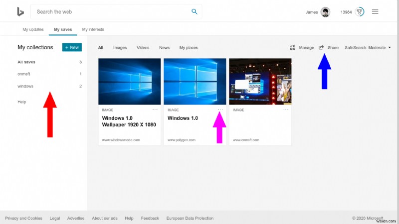 How to create a collection of Bing search results