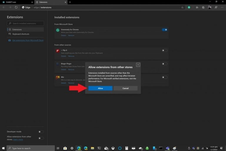 How to install Extensions from the Chrome Store on Edge Insider