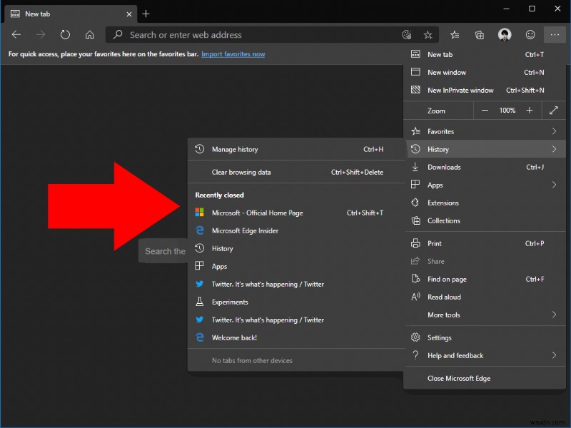 How to reopen closed tabs in Microsoft Edge Insider