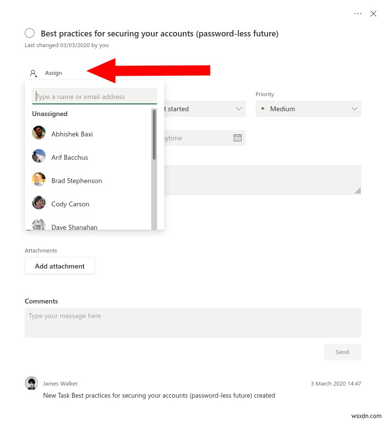 How to assign tasks when working remotely using Microsoft Planner