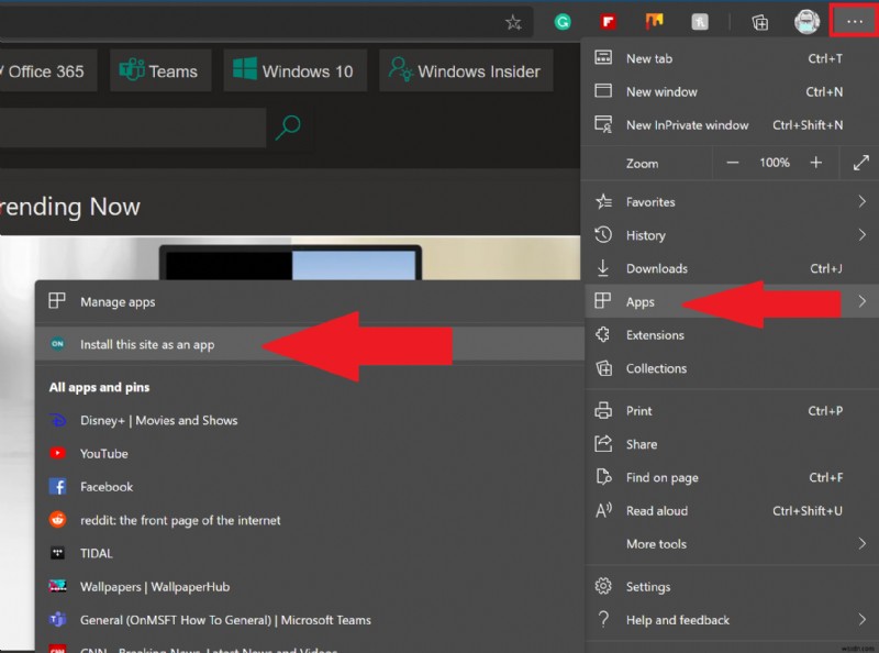 How to install a PWA on Windows 10 using Microsoft Edge