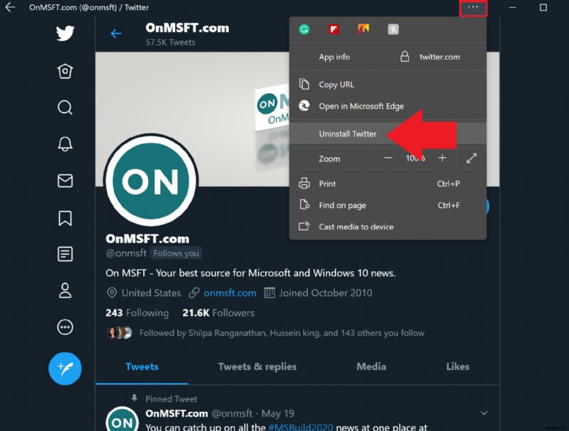 How to install a PWA on Windows 10 using Microsoft Edge