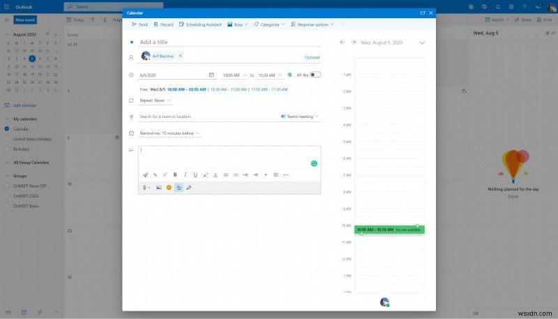 How to set up a Microsoft Teams meeting in Outlook