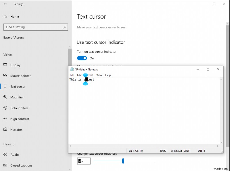 How to customise the text input cursor in Windows 10