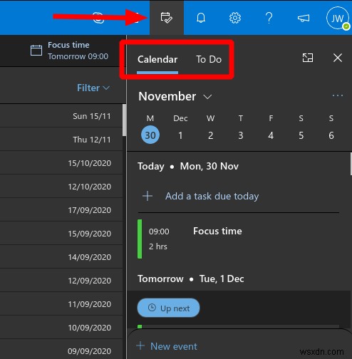 How to view your notes and tasks within Outlook on the web
