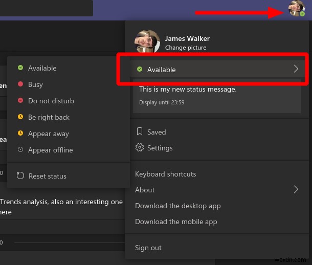 How to make yourself Available, Busy or Offline in Microsoft Teams