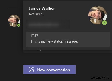 How to set a status message in Microsoft Teams