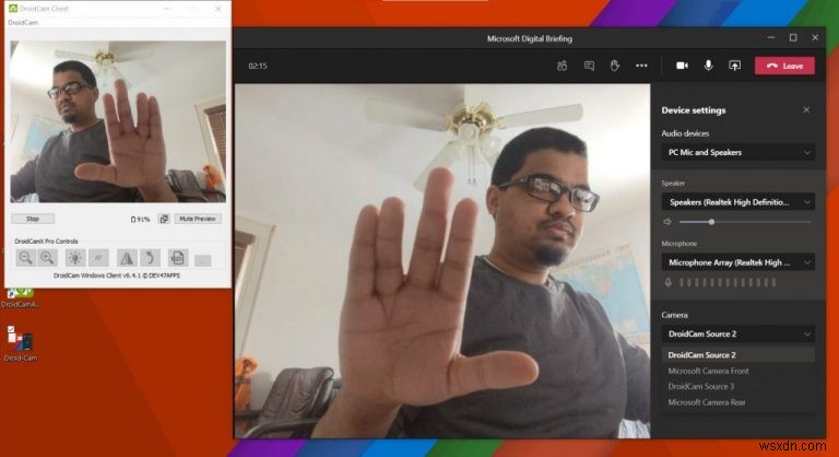 How to use your Android phone as a webcam in Microsoft Teams on Windows 10