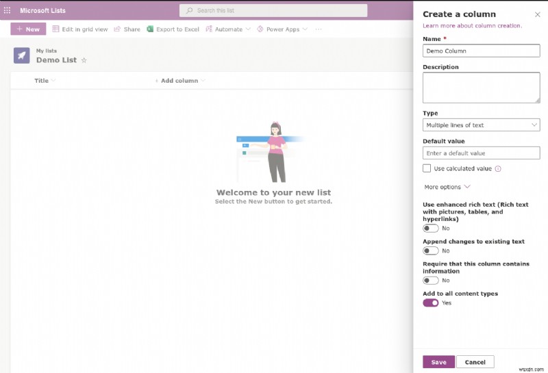 Microsoft Lists - How to create a new list from scratch