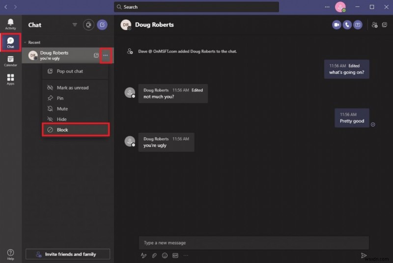 How to block someone on Microsoft Teams in Windows 10 or mobile