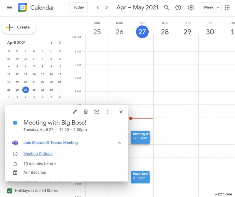 How to easily schedule a Microsoft Teams meeting from Google Calendar