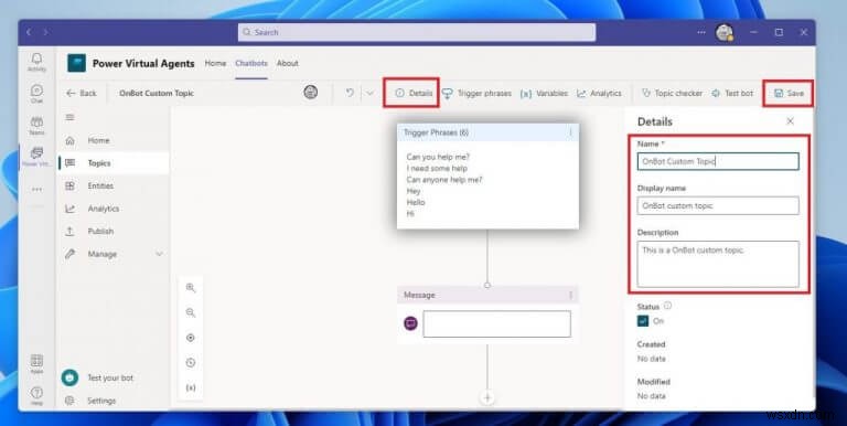 How to create and edit topics for your Power Virtual Agents chatbots on Microsoft Teams