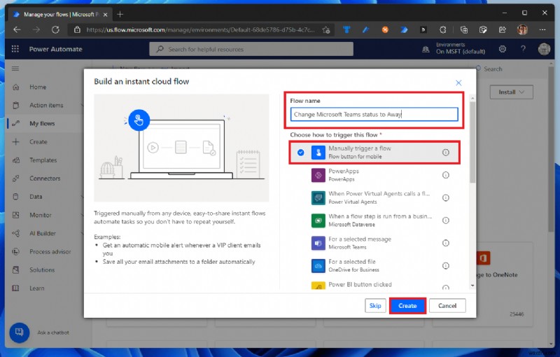 How to update your Microsoft Teams status using Power Automate