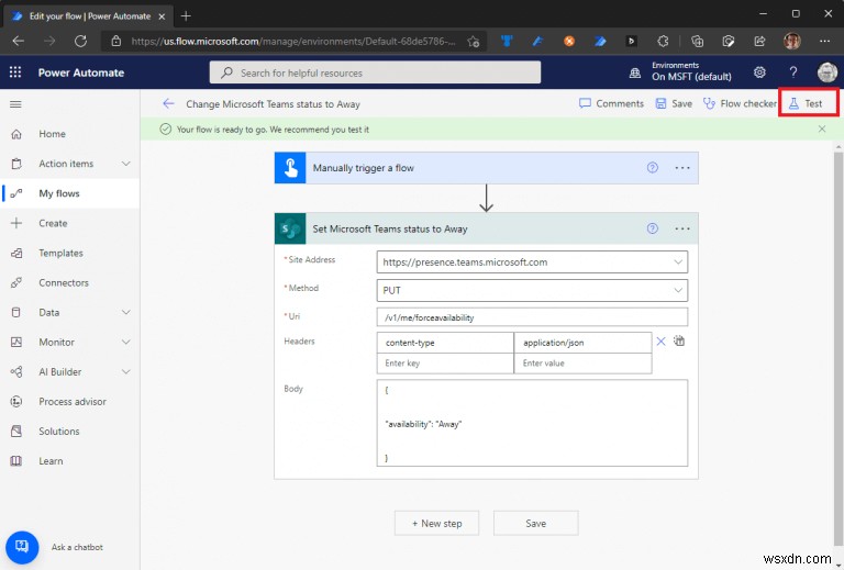 How to update your Microsoft Teams status using Power Automate