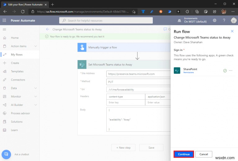 How to update your Microsoft Teams status using Power Automate