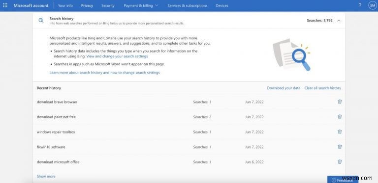 How to view Activity History on Windows PC