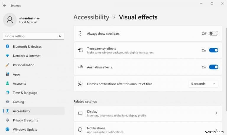 How to disable transparency effects on Windows 11