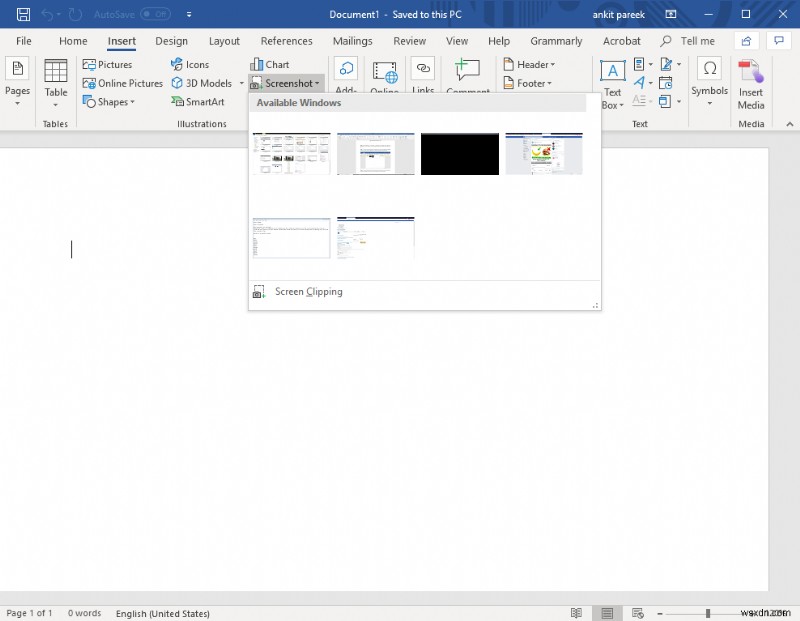 How To Use MS Office Inbuilt Screenshot Tool?