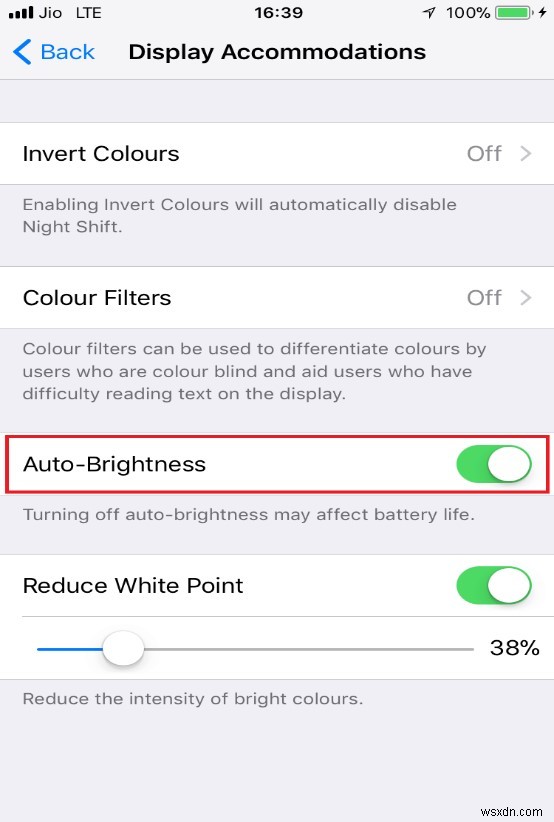 How To Turn-off Automatic Brightness In iOS11