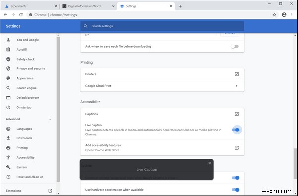 How To Enable or Disable Live Caption in Google Chrome