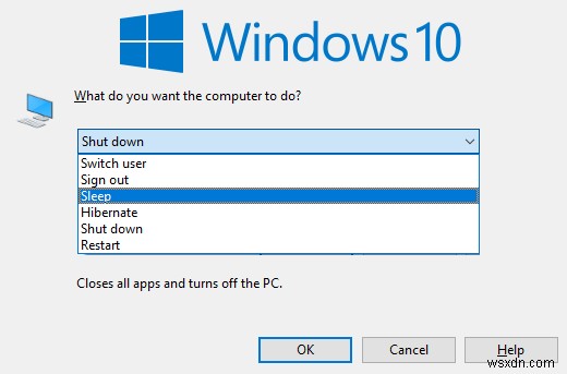 Windows 10: Shut Down Or Enable Sleep Mode With Keyboard Shortcut