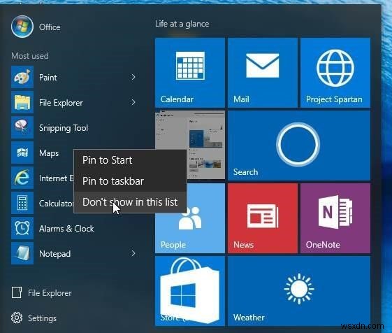 How To Remove “Most Used Apps” From Windows 10 Start Menu
