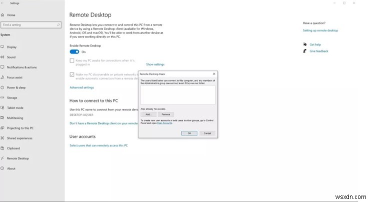 How To Set Up Remote Desktop Access In Windows 10?