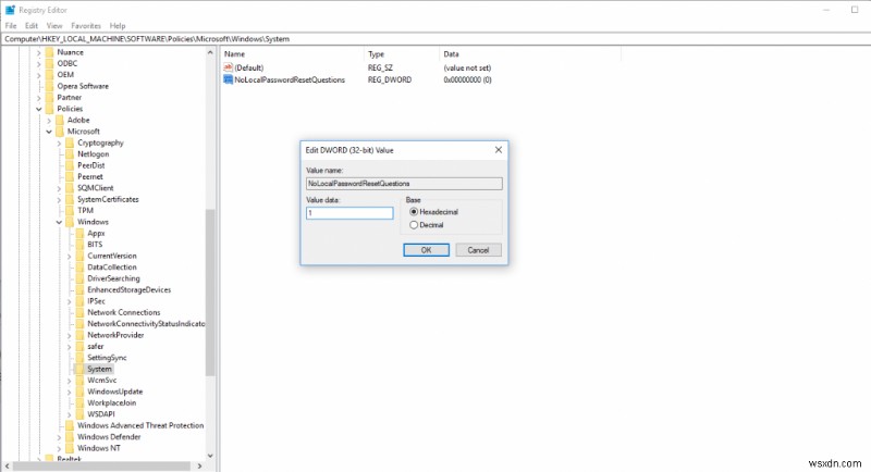 How to Disable Password Recovery Questions in Windows 10