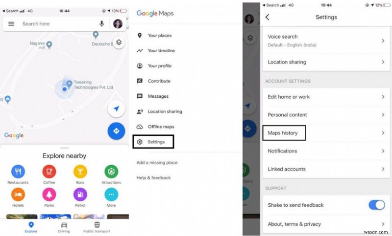 How To Delete Google Maps History And Enable Incognito Mode ?