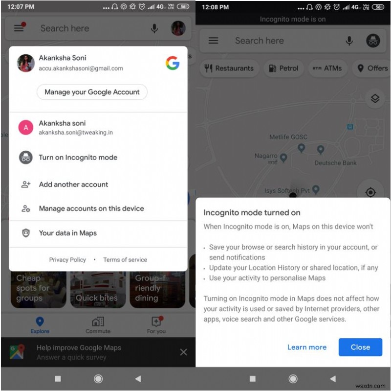 How To Delete Google Maps History And Enable Incognito Mode ?