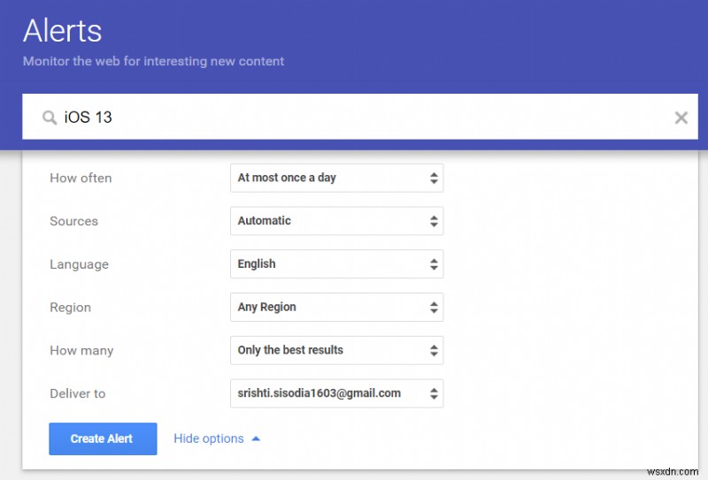 Steps to Set up Google Alerts for Specific Topics