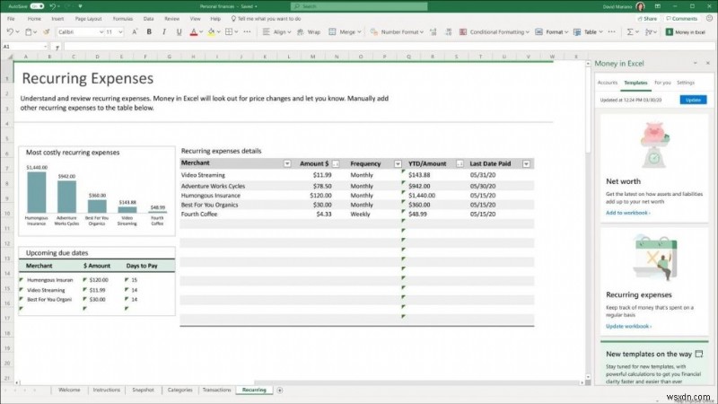 Now Use Money In Excel to Manage Your Expenses