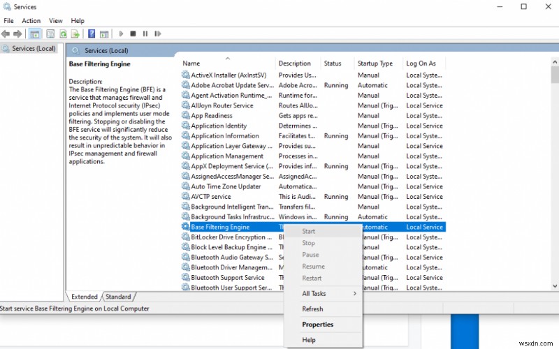 How to Repair Base Filtering Engine Service Startup Problems?