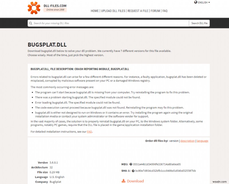 How to Fix Bugsplat.dll Not Found or Missing Error