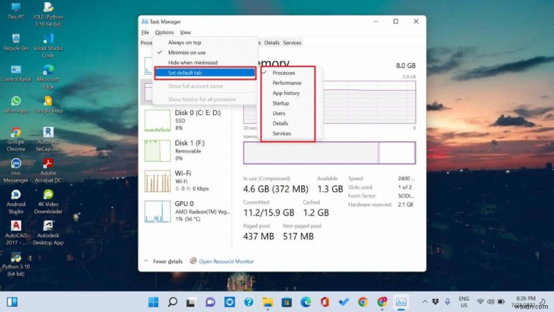 How to Change the Task Manager Default Start Page on Windows 11