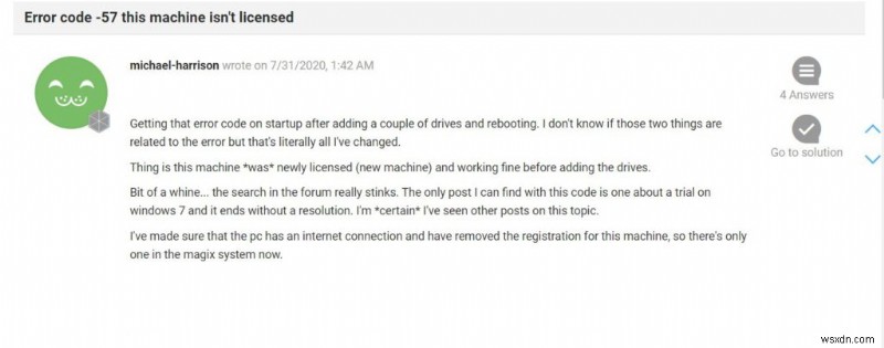 Vegas Pro Error code 57 “This Machine Isn’t Licensed”